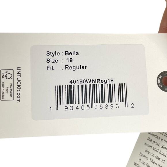 UNTUCKit NWT Bella White Button Down Long Sleeve Collared Cuffs Office Blouse - Picture 12 of 16